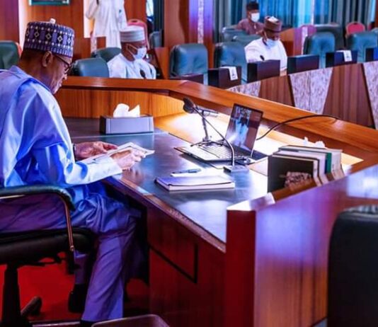 Photos: Buhari participates at a virtual meeting of ECOWAS leaders