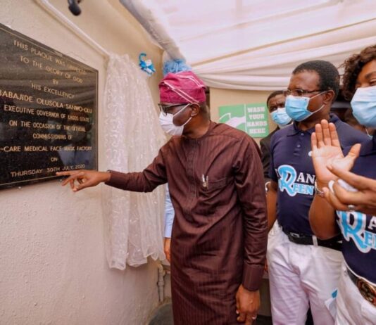 Gov. Sanwo-Olu commissions first indigenous medical face mask factory in Lagos