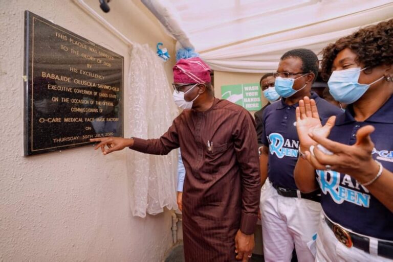 Gov. Sanwo-Olu commissions first indigenous medical face mask factory in Lagos