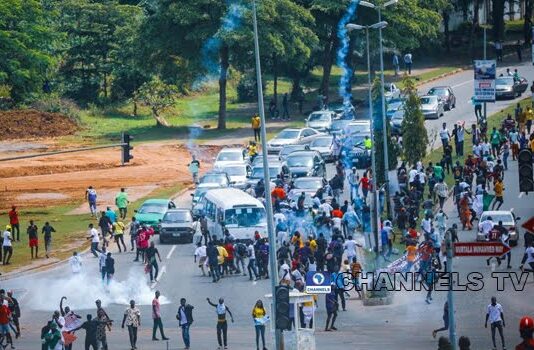 #EndSARS : Police Fire Teargas At Protesters In Abuja