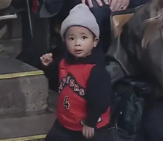 Tiny Raptors fan steals the show with jumbotron dance that had the arena cheering