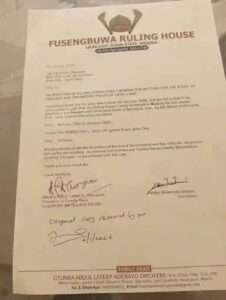 Funsegbuwa Ruling house letter 