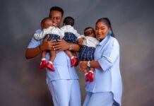 Star-Studded Elegance as Lateef Adedimeji and Mo Bimpe Host Grand Thanksgiving for Their Triplet Sons